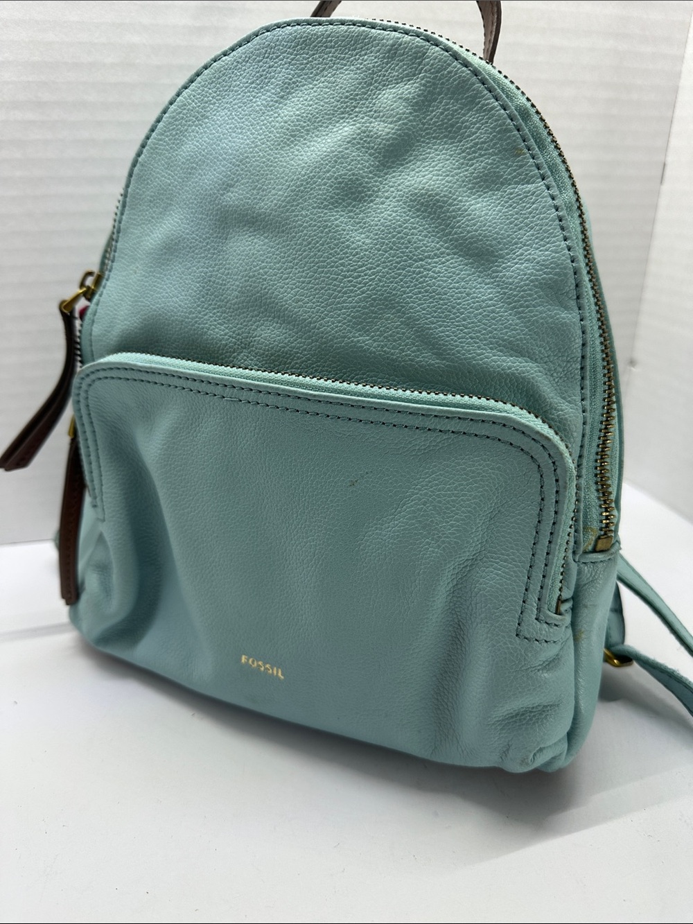 Fossil Pebbled Leather Mini Backpack in Mint - Picture 3 of 9